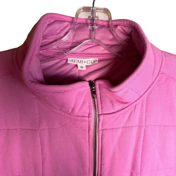 aemi+co Quilted Pink Drop Shoulder Funnel Neck Dixie Jacket Womens Sz M Cottage - Picture 8 of 16